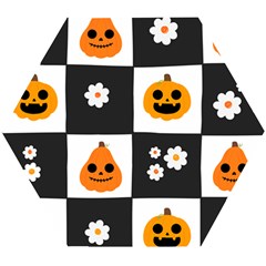 Seamless Halloween Pattern With Smiling Pumpkin 20240926 161714 0000 Wooden Puzzle Hexagon by Safari