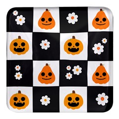 Seamless Halloween Pattern With Smiling Pumpkin 20240926 161714 0000 Square Glass Fridge Magnet (4 Pack) by Safari