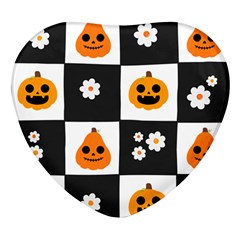 Seamless Halloween Pattern With Smiling Pumpkin 20240926 161714 0000 Heart Glass Fridge Magnet (4 Pack) by Safari