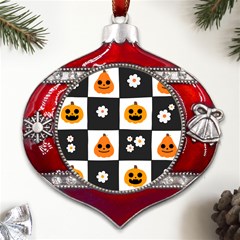 Seamless Halloween Pattern With Smiling Pumpkin 20240926 161714 0000 Metal Snowflake And Bell Red Ornament