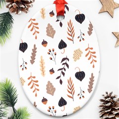 Autumn Seamless Leaves Pattern  Ornament (oval)