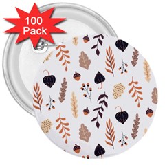 Autumn Seamless Leaves Pattern  3  Buttons (100 Pack)  by Safari