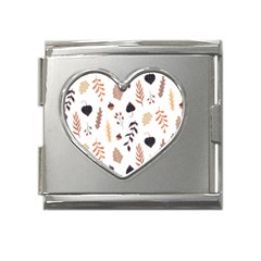 Autumn Seamless Leaves Pattern  Mega Link Heart Italian Charm (18mm)