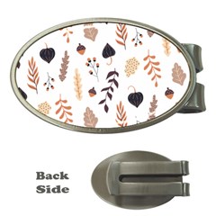 Autumn Seamless Leaves Pattern  Money Clips (oval)  by Safari