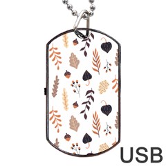 Autumn Seamless Leaves Pattern  Dog Tag Usb Flash (two Sides) by Safari