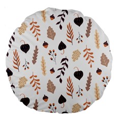 Autumn Seamless Leaves Pattern  Large 18  Premium Flano Round Cushions