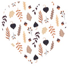 Autumn Seamless Leaves Pattern  Wooden Puzzle Heart