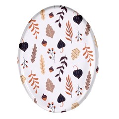 Autumn Seamless Leaves Pattern  Oval Glass Fridge Magnet (4 Pack) by Safari