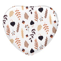 Autumn Seamless Leaves Pattern  Heart Glass Fridge Magnet (4 Pack) by Safari