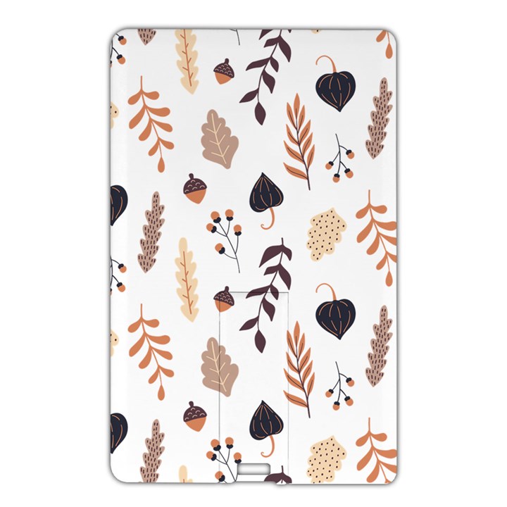 Autumn Seamless Leaves Pattern  Name Card Style USB Flash Drive