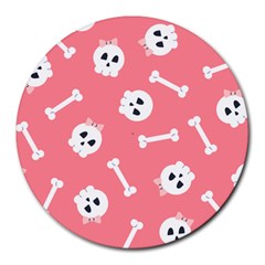 Halloween Pattern With Sculles And Bones 20240926 160927 0000 Round Mousepad