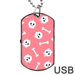 Halloween Pattern With Sculles And Bones 20240926 160927 0000 Dog Tag Usb Flash (two Sides) by Safari