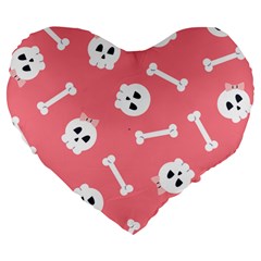 Halloween Pattern With Sculles And Bones 20240926 160927 0000 Large 19  Premium Heart Shape Cushions by Safari