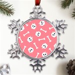 Halloween Pattern With Sculles And Bones 20240926 160927 0000 Metal Large Snowflake Ornament Front