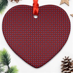 Brown Red Dot Pattern Heart Ornament (two Sides)