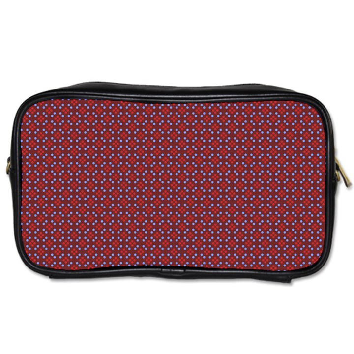 Brown Red Dot Pattern Toiletries Bag (One Side)