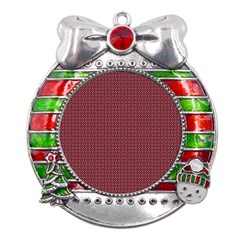 Brown Red Dot Pattern Metal X mas Ribbon With Red Crystal Round Ornament