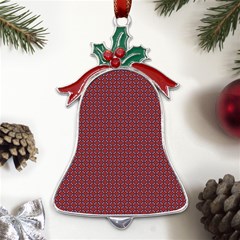 Brown Red Dot Pattern Metal Holly Leaf Bell Ornament by ytdream