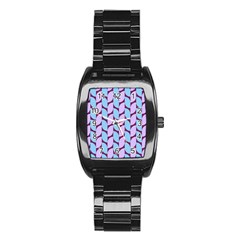 Purple Blue Pattern Stainless Steel Barrel Watch by ytdream