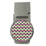 Green Yellow Pattern Money Clips (Round)  Front