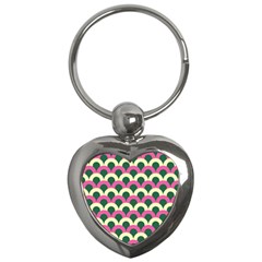 Green Yellow Pattern Key Chain (heart) by ytdream