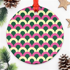 Green Yellow Pattern Round Ornament (two Sides)