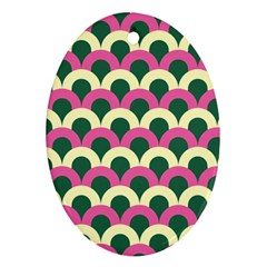 Green Yellow Pattern Oval Ornament (two Sides)