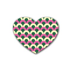 Green Yellow Pattern Rubber Coaster (heart)