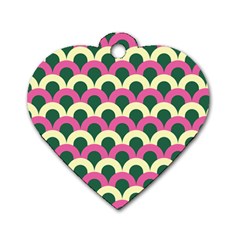 Green Yellow Pattern Dog Tag Heart (two Sides)