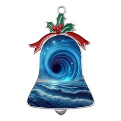 Astral Waveform Fantasy Metal Holly Leaf Bell Ornament by Grandong