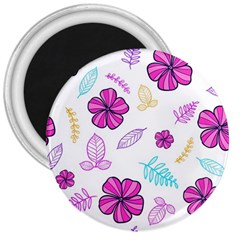 Flowers Leaves Pattern Art Bloom 3  Magnets by Grandong