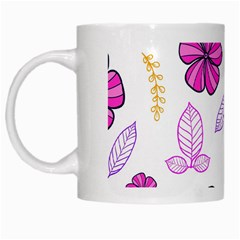 Flowers Leaves Pattern Art Bloom White Mug