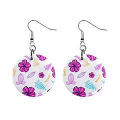 Flowers Leaves Pattern Art Bloom Mini Button Earrings by Grandong