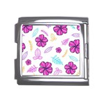 Flowers Leaves Pattern Art Bloom Mega Link Italian Charm (18mm) Front