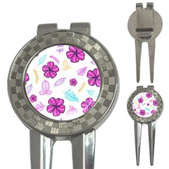 Flowers Leaves Pattern Art Bloom 3-in-1 Golf Divots by Grandong