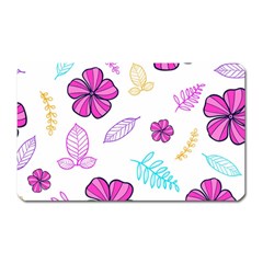 Flowers Leaves Pattern Art Bloom Magnet (rectangular) by Grandong