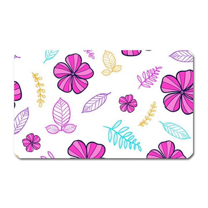 Flowers Leaves Pattern Art Bloom Magnet (Rectangular)