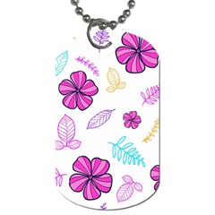 Flowers Leaves Pattern Art Bloom Dog Tag (one Side) by Grandong