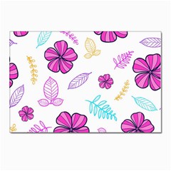 Flowers Leaves Pattern Art Bloom Postcard 4 x 6  (pkg Of 10) by Grandong