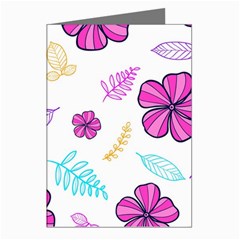 Flowers Leaves Pattern Art Bloom Greeting Cards (pkg Of 8) by Grandong