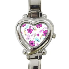 Flowers Leaves Pattern Art Bloom Heart Italian Charm Watch by Grandong