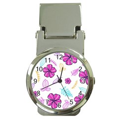 Flowers Leaves Pattern Art Bloom Money Clip Watches by Grandong