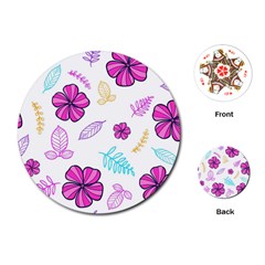 Flowers Leaves Pattern Art Bloom Playing Cards Single Design (round)