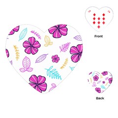 Flowers Leaves Pattern Art Bloom Playing Cards Single Design (heart) by Grandong