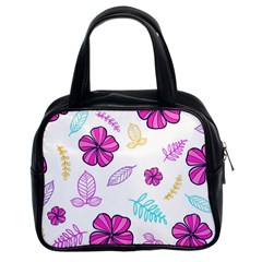 Flowers Leaves Pattern Art Bloom Classic Handbag (two Sides) by Grandong