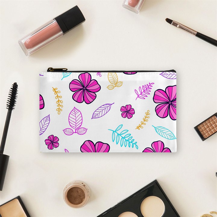 Flowers Leaves Pattern Art Bloom Cosmetic Bag (Small)