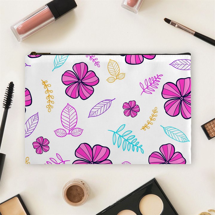 Flowers Leaves Pattern Art Bloom Cosmetic Bag (Large)