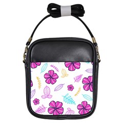 Flowers Leaves Pattern Art Bloom Girls Sling Bag by Grandong