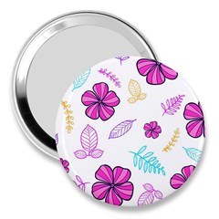 Flowers Leaves Pattern Art Bloom 3  Handbag Mirrors by Grandong