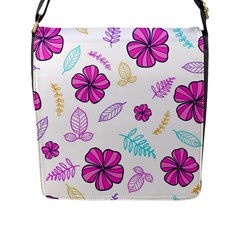 Flowers Leaves Pattern Art Bloom Flap Closure Messenger Bag (l) by Grandong